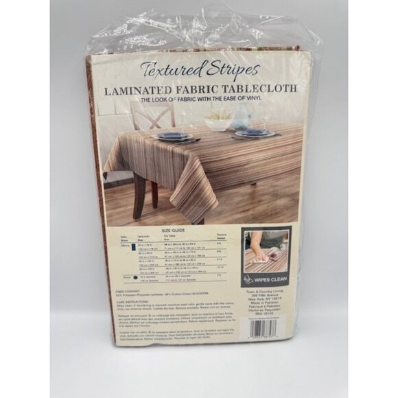 NWT Textured Stripes Laminated Fabric Tablecloth 52" X 70" - Picture 3 of 4